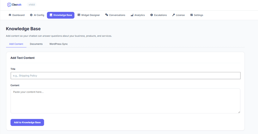 Step 3: Add Knowledge Base Content