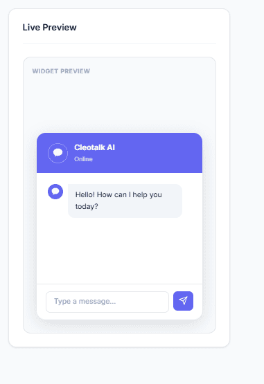 Cleotalk Widget Live Preview